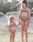 Girls High Waisted Bikini - Brown Floral - Poppy - Lifestyle 4