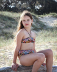 Girls High Waisted Bikini - Brown Floral - Poppy - Lifestyle 7