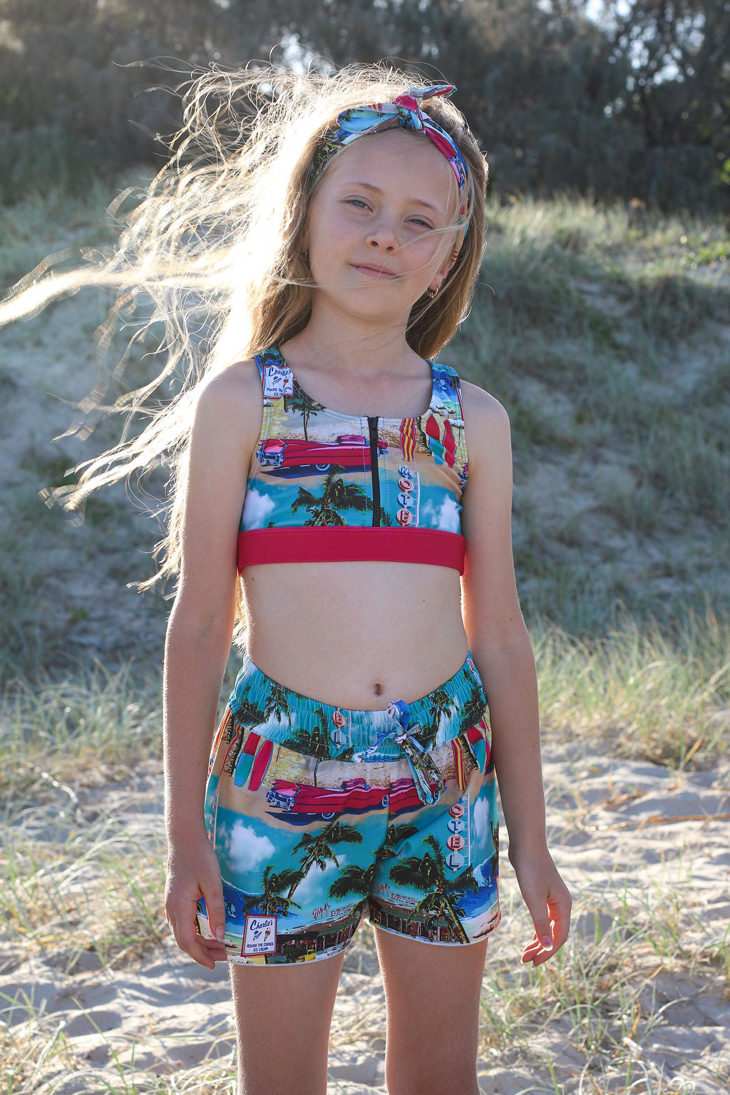 Girls Zip Surf Bikini - Retro Cadillac - Lifestyle 4