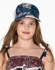 Girls Trucker Cap - Navy Blue Floral - Passionate