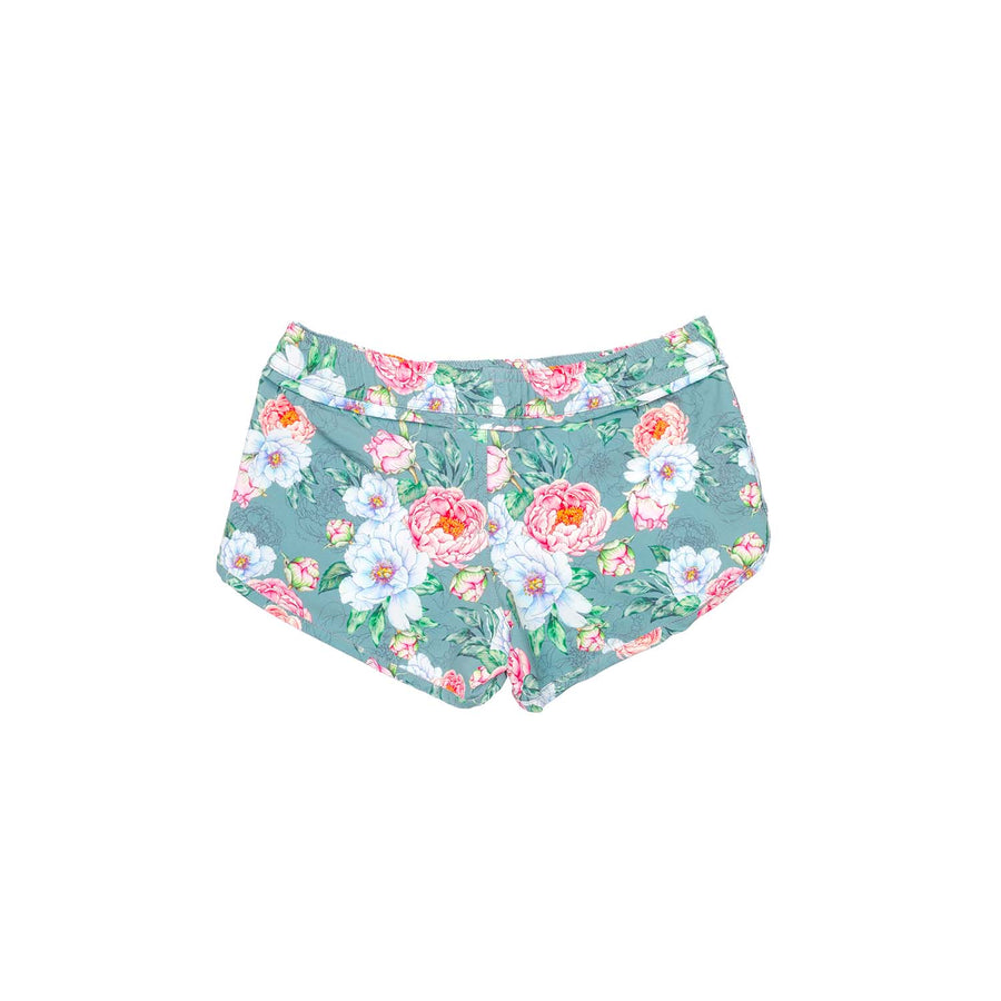 Peony Olive Short Leg Board Shorts