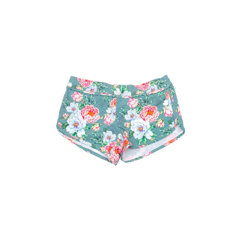 Peony Olive Short Leg Board Shorts