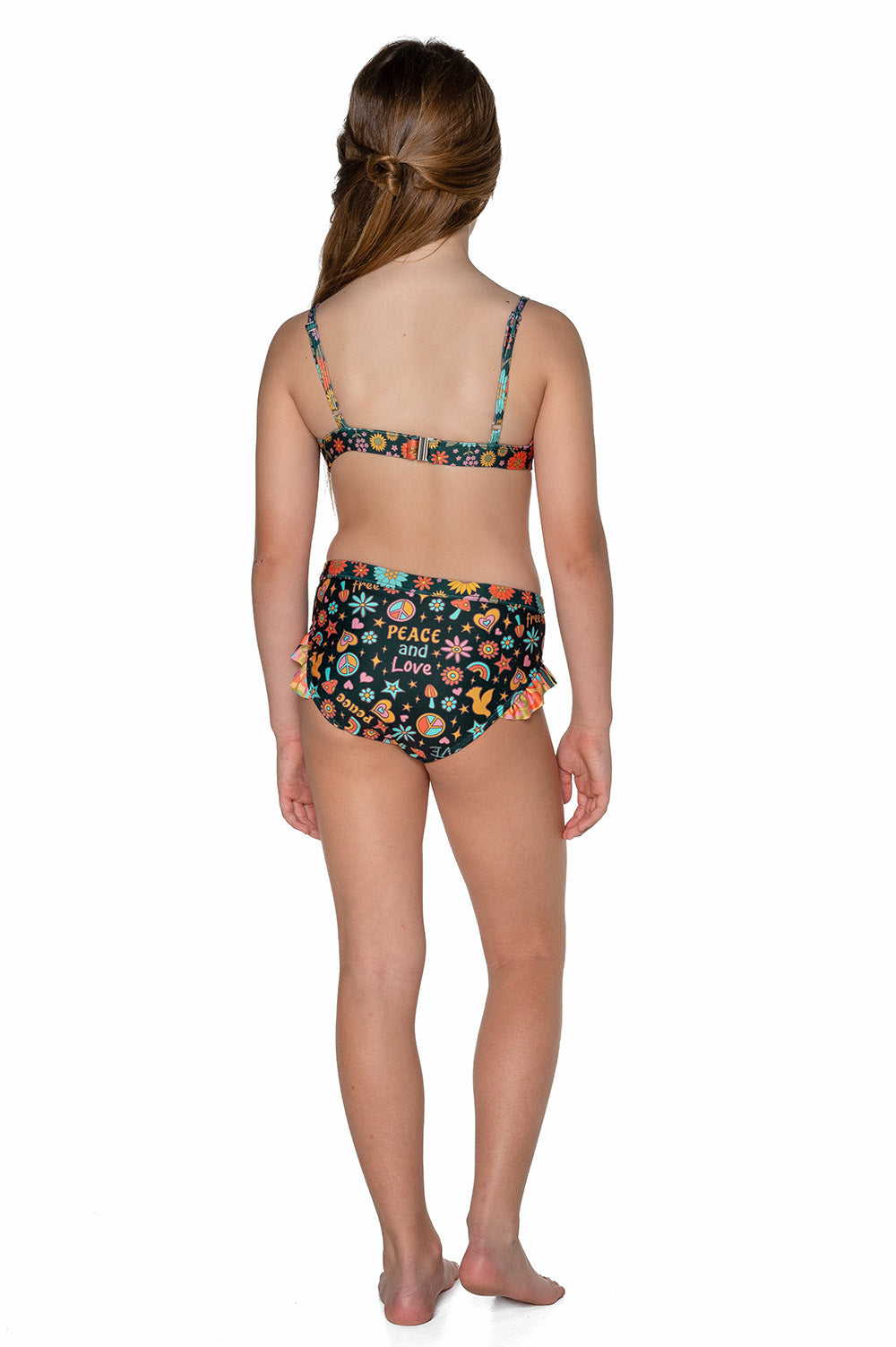 Girls Bikini Swim Set - Black Retro - Lola - Back 2