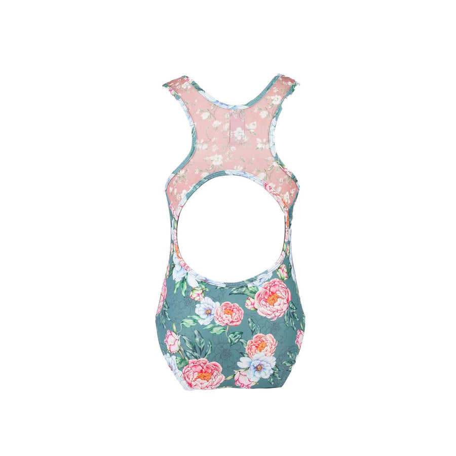 Peony Olive Mesh One Piece