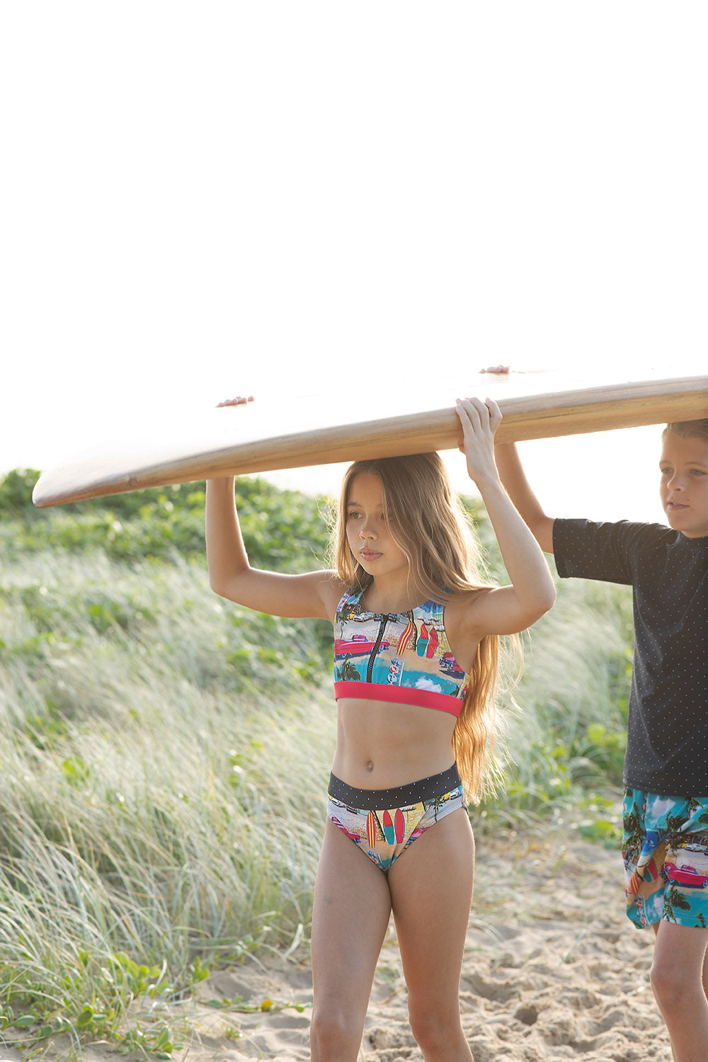 Girls Zip Surf Bikini - Retro Cadillac - Lifestyle 1