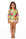 Girls Swim Set - Yellow Hawaiian Floral - Lei - Front
