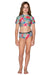Girls Bikini Rashie Swim Set - Grey Hawaiian Floral - Isla - Front 1