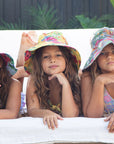 Girls Bucket Hat - Grey Hawaiian Floral - Isla - Lifestyle 3