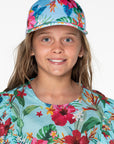 Girls Trucker Cap - Blue Hawaiian Floral - Moana
