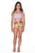 Girls Ruched Bikini - Yellow Hawaiian Floral - Lei - Front