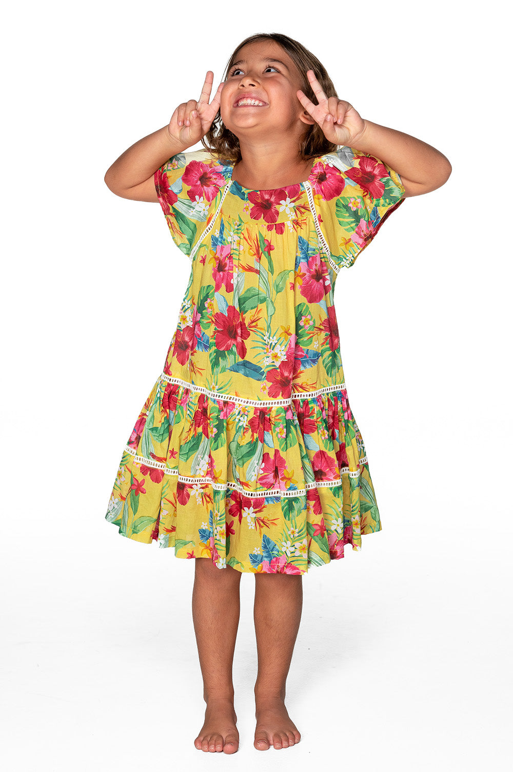 Tropicana Short Sleeve Dress (Lei) - Front 2