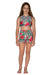 Girls Board Shorts - Grey Hawaiian Floral - Isla - Front