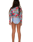 Girls Long Sleeve Swim Set - Purple Hawaiian Floral - Ayanna - Back 1