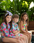 Girls Long Sleeve Swim Set - Purple Hawaiian Floral - Ayanna - Lifestyle 6