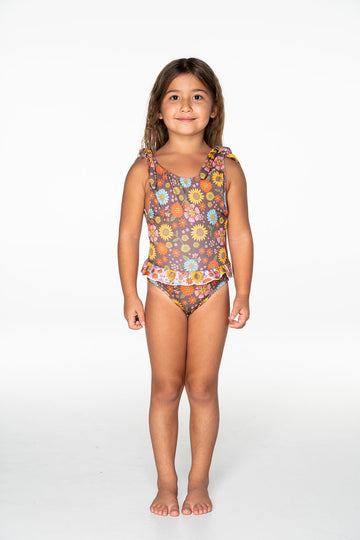 Peace, Love & Happiness Frilly One Piece (Poppy)