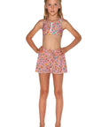 Girls Board Shorts - Pink Retro - Dusty - Front