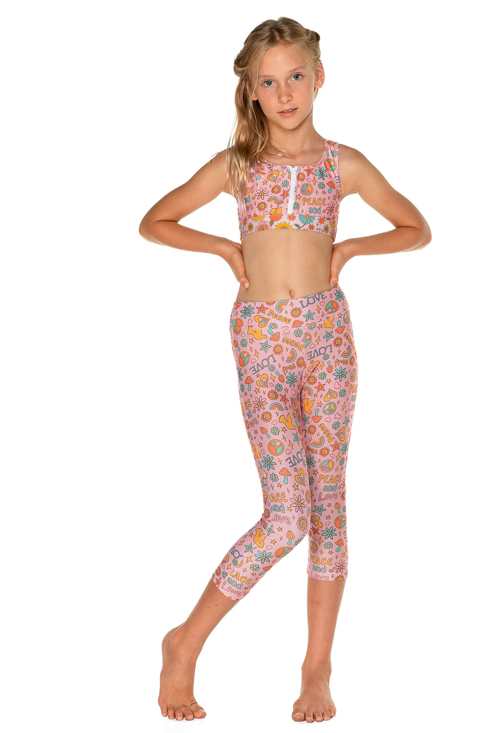 Peace, Love &amp; Happiness Leggings (Dusty) - Front