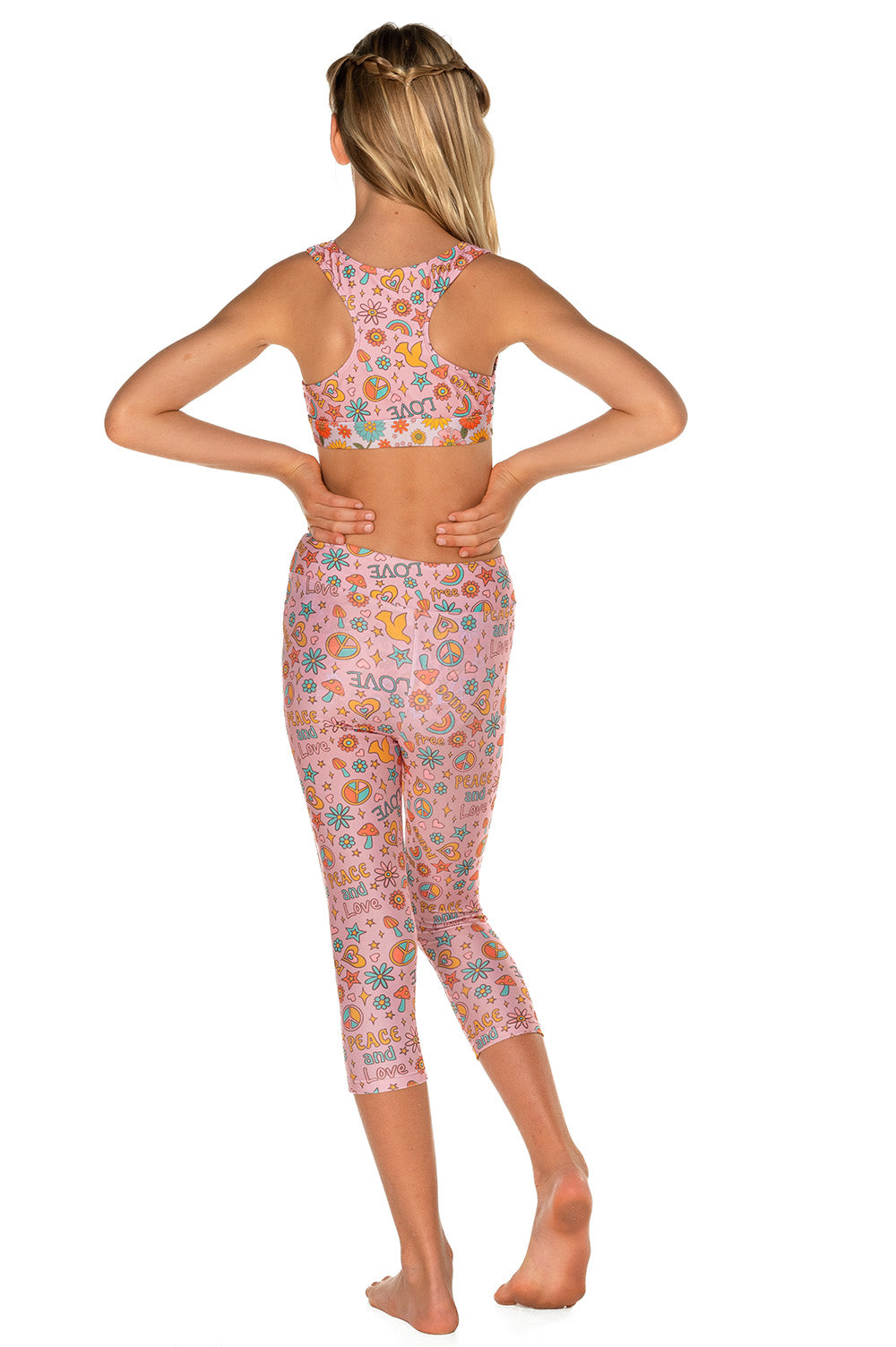 Peace, Love & Happiness Leggings (Dusty) - Back