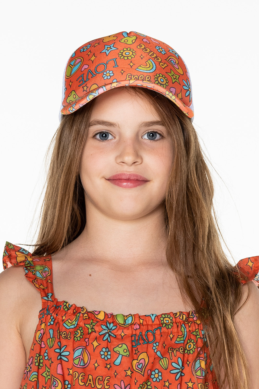 Girls Trucker Cap - Orange Retro - Jesabell